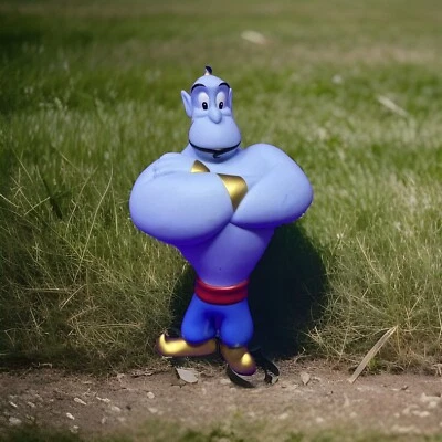 Figura Disney Aladdin Genie Juguete Plástico Azul Coleccionable 8" Brazos Doblados. Foto 1 de 4