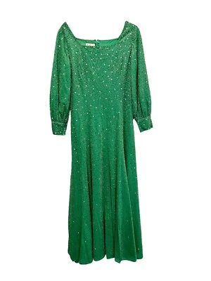 Maxi Vestido de Noche Vintage Años 60 Kelly Verde Cuentas Lentejuelas Anfitriona Talla S? Foto 1 de 4