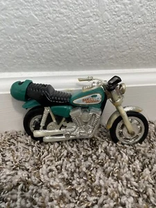 Vintage 1981 Harley Davidson Pull String Motorcycle Teal Helmet Kidco Matchbox - Bild 1 von 2