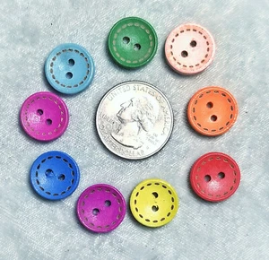 New, Choose Colors: 4 Wood Round Buttons 1/2" 2 holes - Picture 1 of 23