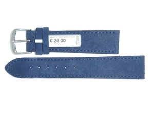 "Reloj de gamuza FLUCO (Alemania) correa de correa de cuero 20 mm azul marino ""terciopelo"" - Imagen 1 de 3