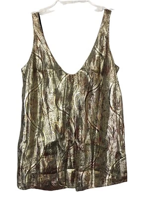 Top sin mangas J Crew talla 00 Cate Cami metálico cachemir forrado seda 07030 dorado Foto 1 de 3