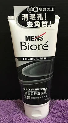 Limpiador facial facial 100 g Biore para hombre NEGRO BLANCO EXFOLIANTE espuma limpiador profundo de poros facial KAO Foto 1 de 4