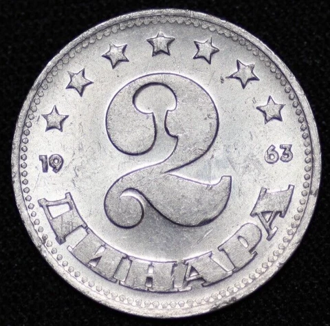 YUGOSLAVIA ~ 1963 ~ 2 Dinara ~ Quality World Foreign Coin ☘️ W-#949 ☘️ Cover