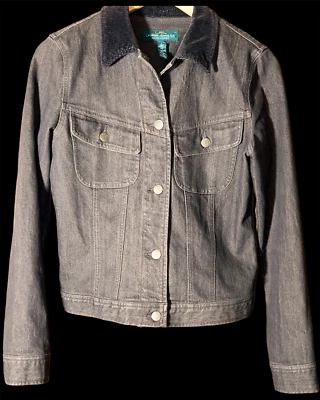 LRL Ralph Lauren Jeans Co Marrón Denim Jean Pana Cordón Abotonado Chaqueta S Foto 1 de 4