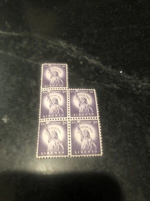 SCOTT STAMP # 1035 STATUE OF LIBERTY 3 CENT BLOCK OF 5- MNH - Image 1 of 2