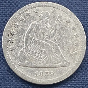 1859 O Seated Liberty Quarter 25c Better Grade VF Cleaned #54534 - Picture 1 of 2