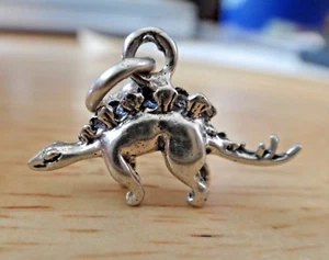 Dije dinosaurio Stegosaurus sólido plata esterlina 3D 12x22 mm - Imagen 1 de 4