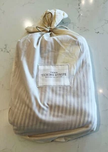 Restoration Hardware RH Baby Ticking Stripe Twin Size Bed Skirt Red/Ivory, New - Picture 1 of 6