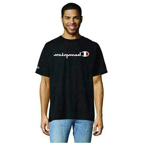 Champion GT23H Classic Jersey Script T-Shirt for Men, Size M - Black