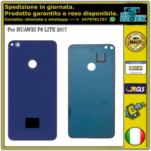 VETRO POSTERIORE SCOCCA BACK COVER PER HUAWEI P8 LITE 2017 BLUE BLU + LENTE - Foto 1 di 1