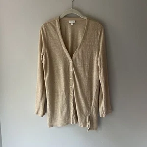 J. Jill Love Leinen Damen Strickjacke Pullover Gr. S Langarm Beige Knopfleiste - Bild 1 von 5