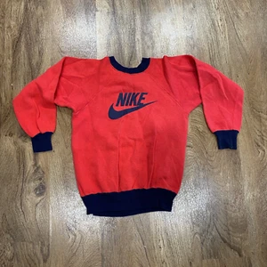 Vintage Nike Retro Crew Neck Sweater USA Made Red Blue Logo YOUTH **No Size** - Picture 1 of 4