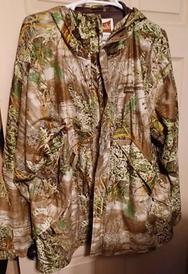 Gamehide Hush Hide Mossy Oak Hooded Camouflage Hunting Jacket Men's 3X Lined - Image 1 of 3