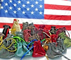Medieval Leather Pouch Drawstring Waist Bag YOU Pick size & color Coins Key USA - Picture 1 of 92