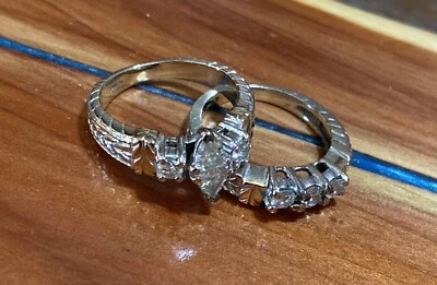 14K Yellow/White Gold 2.0 Total Ct. Ladies Wedding Set Sz 7 Engagement & Band - Image 1 of 4