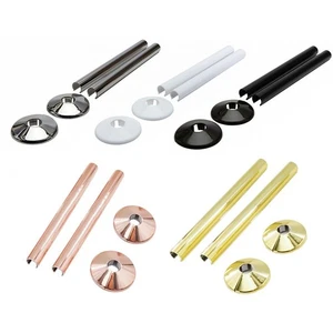 Enhance Your Living Space with 2 pk Pipes Radiator Pipe Covers Chrome Finish - Picture 1 of 71