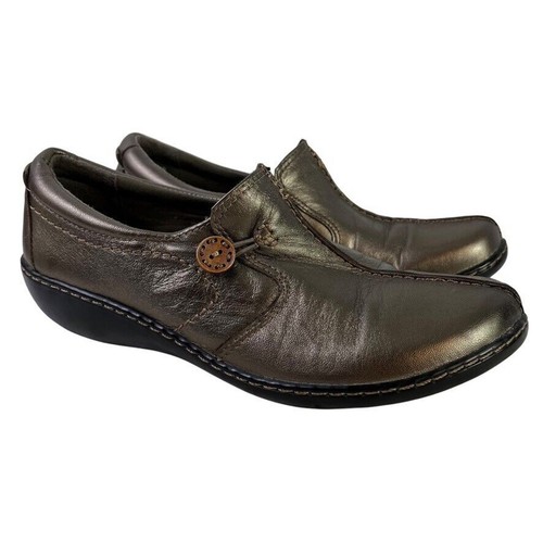 Mocassini Clarks Collection donna Un Loop pelle bronzo scarpe basse casual 9 5 N