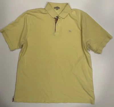 Camisa polo Burberry para hombre amarilla de algodón liso manga corta informal XL Foto 1 de 4
