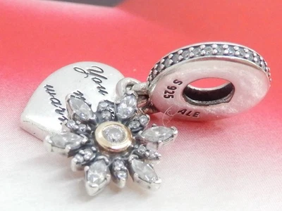 Pandora Sterling Silver and 14K Gold Snowflake Heart Dangle 792012CZ - Image 1 of 4