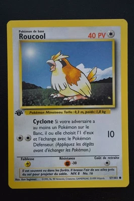 Pokémon TCG PIDGEY 1ST EDITION FRENCH ROUCOOL Base Set 57/102 NM - Image 1 of 2