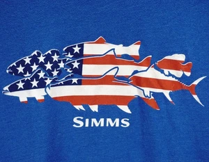 SIMMS FISHING T-SHIRT TEE ROT WEISS BLAU USA FLAGGE PATRIOTISCH HERREN GRÖSSE M MEDIUM - Bild 1 von 4