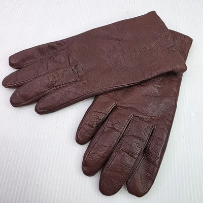 Vintage Fownes Burgundy Genuine Leather Cashmere Lined Gloves Women's Size 7.5 - Image 1 of 4