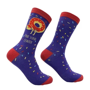 Calcetines para mujer Find Your Center divertidos sarcásticos con gráficos de donut calzado - Imagen 1 de 9