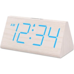 Wooden Digital Alarm Clocks for Bedrooms - Electric Desk Clock with Large Num... - Picture 1 of 7