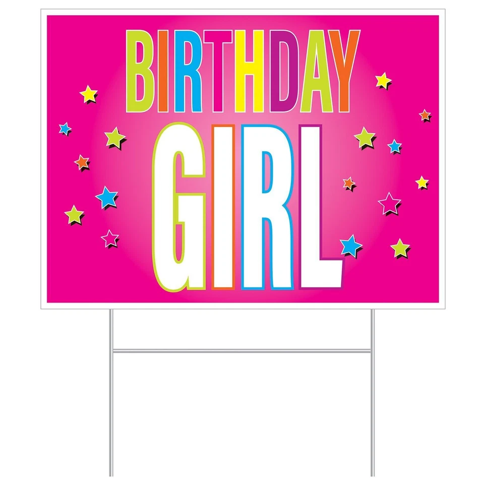 Beistle All Weather Birthday Girl Yard Sign | Party Supply | Decoration - Image 1 of 1