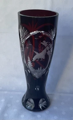 Kristall Weizenbierglas,Mundgeblasen in Rot - Bild 1 von 4