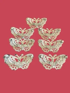 Maniglia alzatina estraibile 7 cassetti metallo farfalla bianco shabby chic 3" centrale - Foto 1 di 1