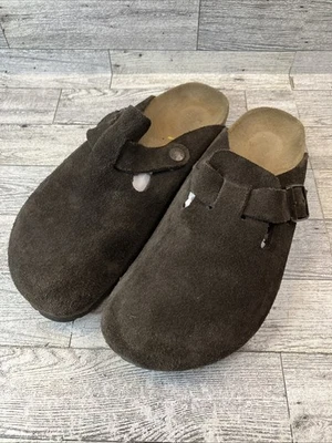 Женские коричневые замшевые кожаные сабо Birkenstock модель Boston Mocha размер ЕС 38 США 7 узкие - Изображение 1 из 4