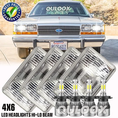 Brightest 4x Fit Ford LTD Crown Victoria 1987-91 4x6" LED Headlights HI-LO Beam Foto 1 de 4