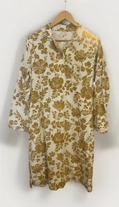 Garnet Hill Organic Cotton Cozy Floral Button-Front Flannel Nightgown - Size M - Picture 1 of 9
