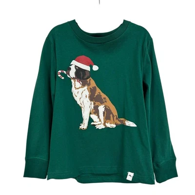 Tommy Bahama Boys Green Red Christmas Saint Bernard Dog Long Sleeve Tee XS (4) - Image 1 of 4
