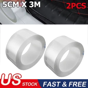 Tira de parachoques antiadhesiva antiarañazos placa de puerta de coche rasguño umbral protector 2 piezas - Imagen 1 de 11