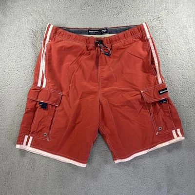 Abercrombie & Fitch Swim Trunks Mens Large Red Cargo Shorts Beach Surf Y2K Lined - Image 1 of 4