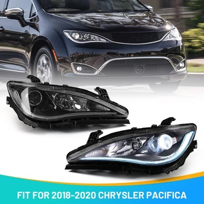 Pair Halogen DRL LED Headlights For 2017-2020 Chrysler Pacifica Assembly LH RH - Image 1 of 4