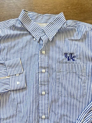 Kentucky Wildcats Embroidered Men's Cutter & Buck XL Striped Button Down Shirt - Image 1 of 4