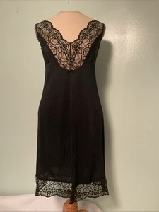 Vintage Stretta Thin Black Full Slip Wide Lace Regan Size L XL 36” Length - Picture 1 of 12