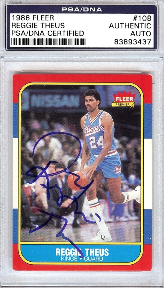 Reggie Theus Autographed Signed 1986 Fleer Card #108 Sacramento Kings PSA/DNA - Image 1 of 1