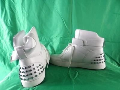 Mciheals Kors White High top leather sneakers with silver spikers - Image 1 of 4