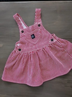 Vestido OshKosh B’gosh Bebé Rojo y Blanco Rayas Algodón 18 Meses Vestbak Foto 1 de 4