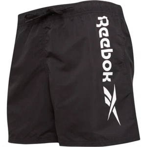 Mens Reebok black Logo Above Knee Mesh Lined Beach Swim Shorts drawstring - Picture 1 of 4