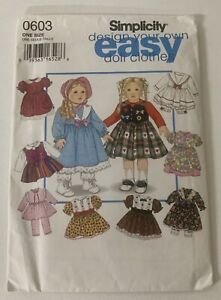 Simplicity Easy 18" Doll Clothes Pattern One Size 0603 Uncut Dress Pantaloons