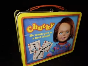 CHUCKY - "He Wants to be Your Friend" Large Embossed Metal Lunch Box / Tin Tote - Picture 1 of 4