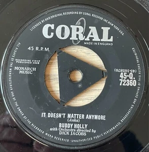 BUDDY HOLLY IT DOESN'T MATTER ANY MORE 7" CORAL (1958) VG+ ROCK 'N' ROLL ENGLAND - Picture 1 of 2
