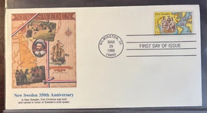 #C117 New Sweden 350th anniversary FDC on Fleetwood cachet, 4"x7.5" - Picture 1 of 1