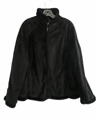 Зеленый чай плюшевая флисовая черная куртка w искусственного меха подкладка полный молнии женщин Sz XXL - Изображение 1 из 4